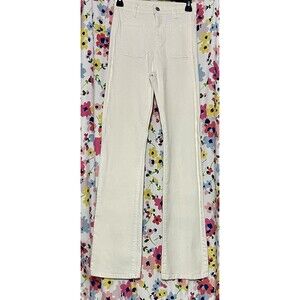 Sinsay Denim High Rise White Flared Leg Stretch Pockets  Sz 24 Waist 32 Inseam